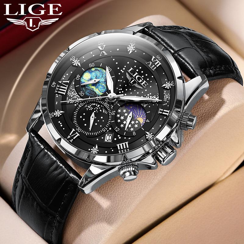 Quartz Watch For Men Top Brand Luxury Fashion Leather Watch Men Casual Sport Waterproof Chronograph Relogios Masculino+BOX