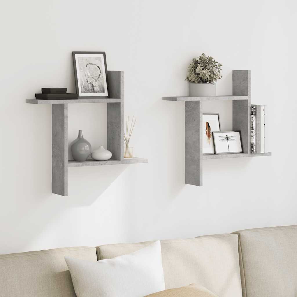Wall Shelves 2 pcs. Concrete Grey 50 x 12 x 50 cm Engineered Wood