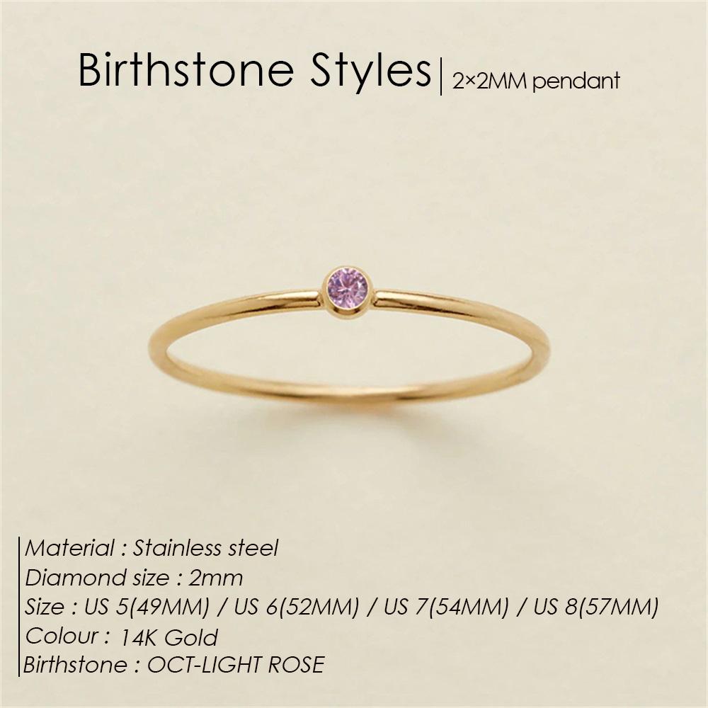 

eManco 12 Color Birthstone Ring Stainless Steel gold plating Simple Fashion Style For Women Festival Party Gift 5&Sliver Color