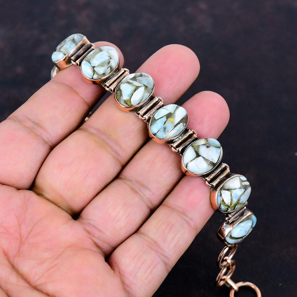 Copper Larimar Bracelet Copper Bracelet Adjustable Chain Bracelet Natural Gemstone Jewelry Handmade Bracelet Copper Jewelry Anniversary Gift