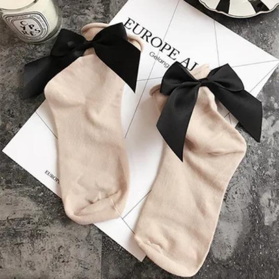 27 Colors Japanese Streetwear Socks Women's Bow Socks Fashion Female Patchwork Candy Color Short Socks Cute Ladies Knot Sokken