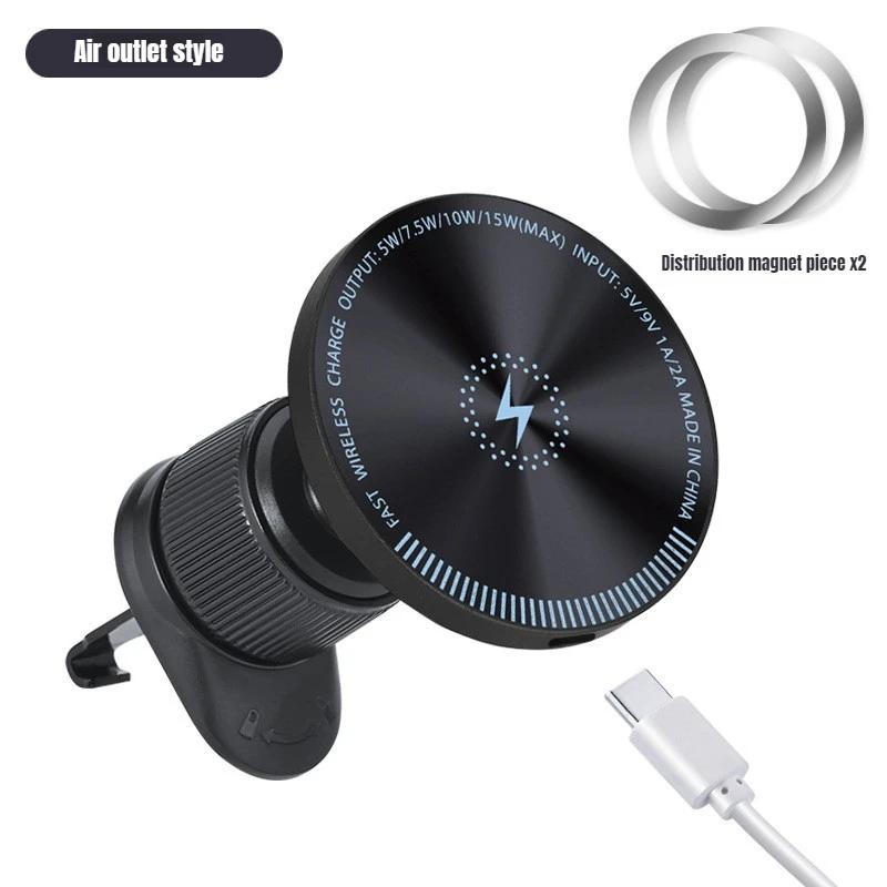 2025 Magnetic Wireless Car Phone Charger Adapter 15W Air Vent Car Phone Holder for IPhone 16 15 14 13 Pro Max Plus 12 Samsung
