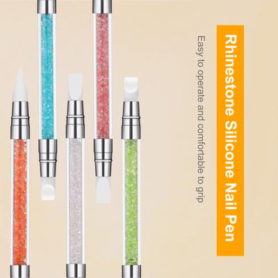 5PCS Double-ended Silicone Nail Pen Rhinestone Rod Nail Gel Pen Carving Nail Art Tool Set for Nail