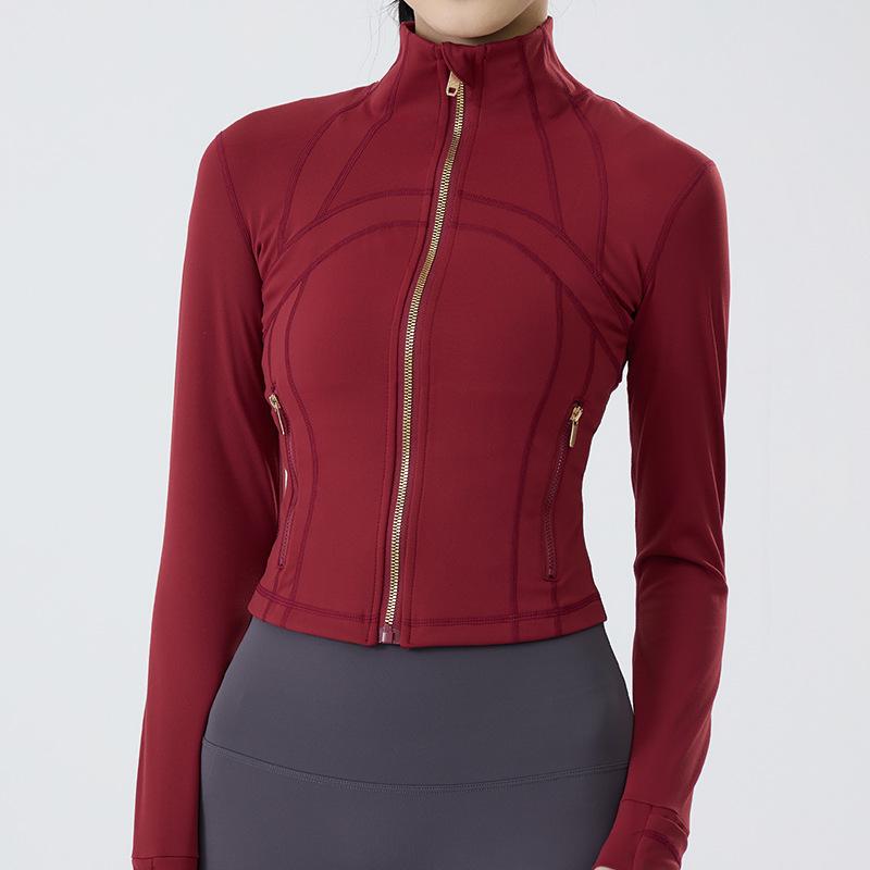 Sports cardigan women's nude fitness clothes stand-up collar long-sleeved jacket shapewear running tights slim yoga clothes