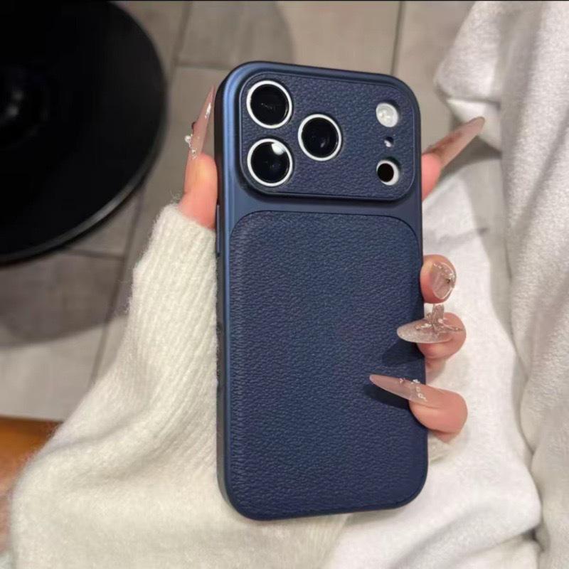 Lychee Pattern Leather Phone Case for iPhone 17 Pro/16 Pro/15 Pro/14 Pro - Autumn/Winter Design