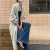 Autumn and winter new medium and long knitted cardigan women's loose lazy style commuting versatile sweater jacket