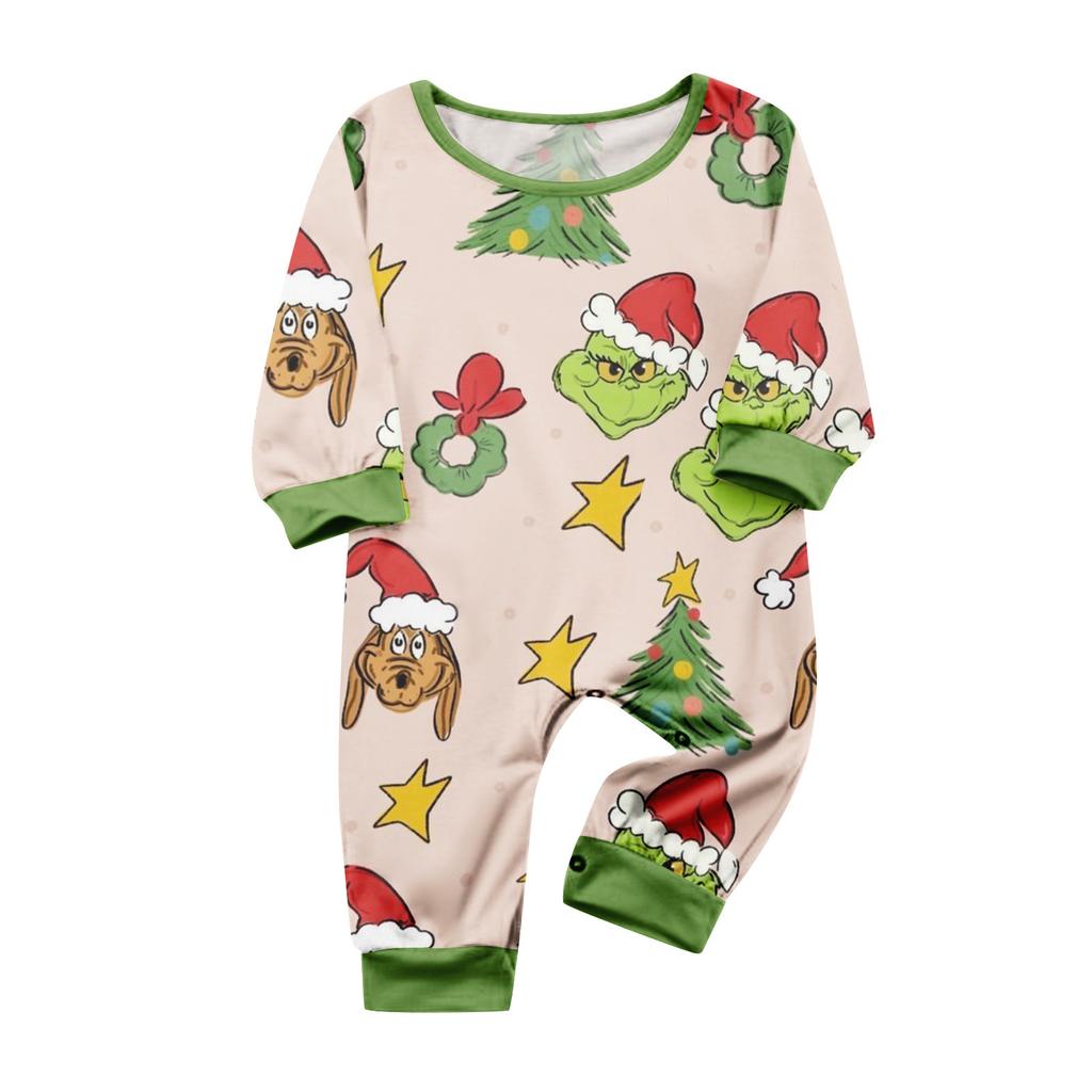 Christmas Print Cute Family Set Pajamas, Home Clothes, Family Set Long Sleeve Top Pants Set
