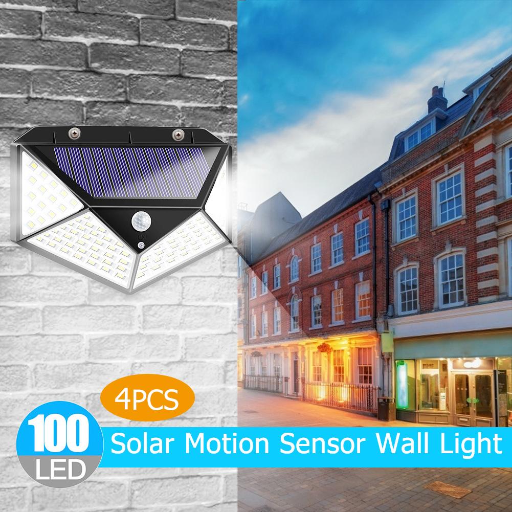 Outdoor Waterproof Solar Wall Lamp 100LED Wide Angle Human Body Sensor Lights Solar Energy Outdoor Garden Lighting