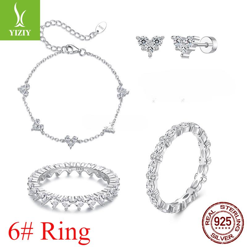 Shining Love Zircon Stud Earrings, Jewelry Set, Exquisite And High-End S925 Sterling Silver Bracelet.