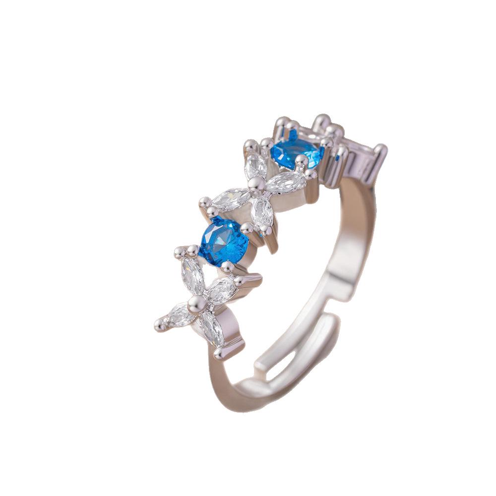 Micro-Inlaid Zircon Fashion Open Ring - Adjustable Luxury Index Finger Jewelry for Women
