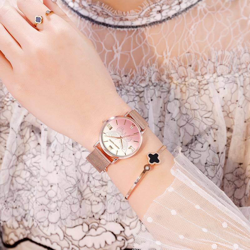 Hannah Martin Butterfly Design Women's Fashion Brand Watch Japanese Miyota Movement Stainless Steel Quartz Wristwatch