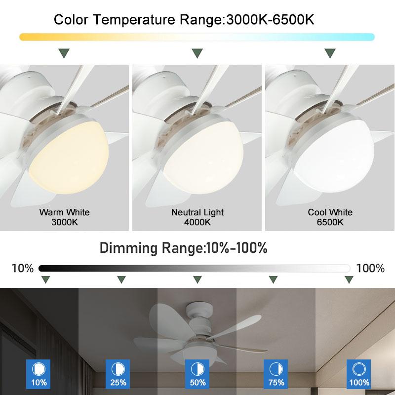 30/40W Silent Motor Ceiling Fan Light With Remote Control Suitable For Study Room Kitchen Dining Room Tricolor Light Ceiling Fan