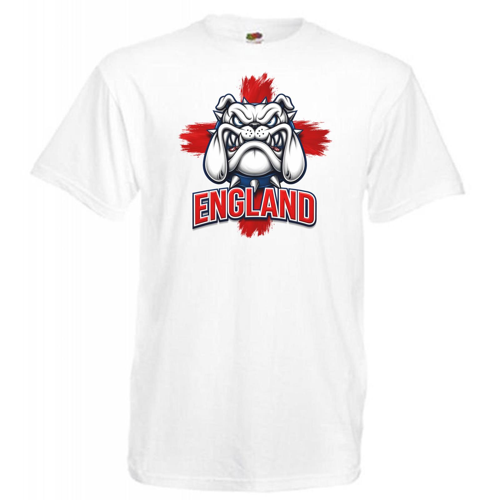 Adults British Bulldog England St George Cross Sports White Unisex TShirt 2XL