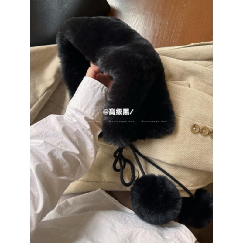 

Fur collar scarf women s autumn and winter versatile cute hairball scarf imitation fur plush neck cover 58*15cm