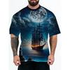 T-shirt Casual à Manches Courtes et Col Rond pour Homme - Impression Couleur 3D - Mode Casual