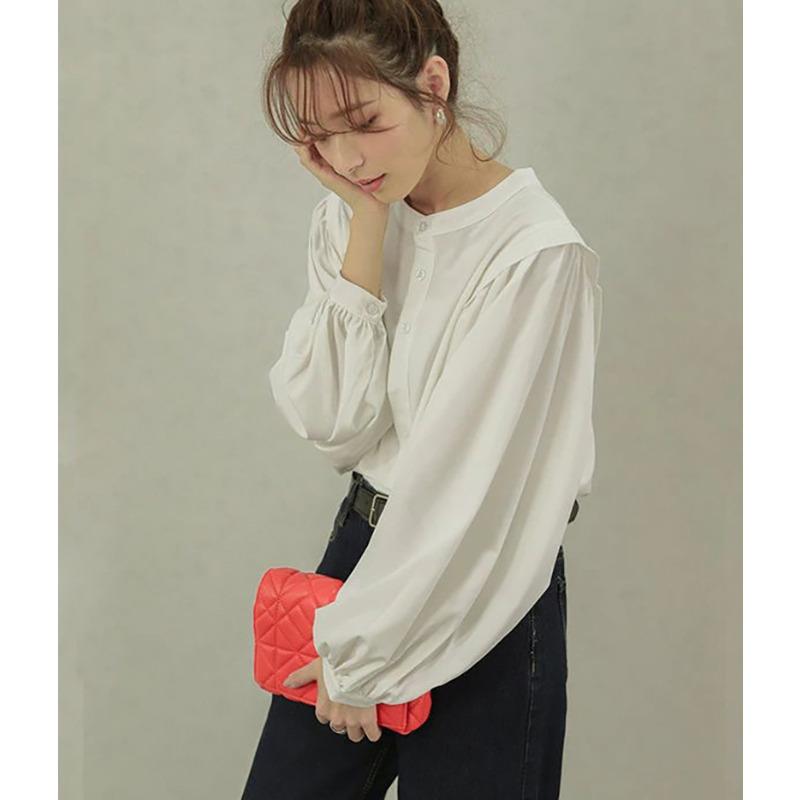 Podzimní Nová Dámská Košile Smysl pro Design Nika Korejská Verze Jednoduchá Jednobarevná Ležérní Košile s Dlouhým Rukávem Dámská