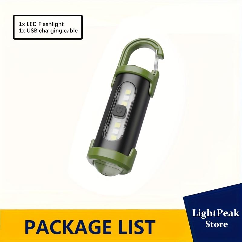 USB Rechargeable LED Flashlight with Adjustable Beam, Portable Keychain Flashlight with Hook for Camping, Emergency Situations, and Daily Use