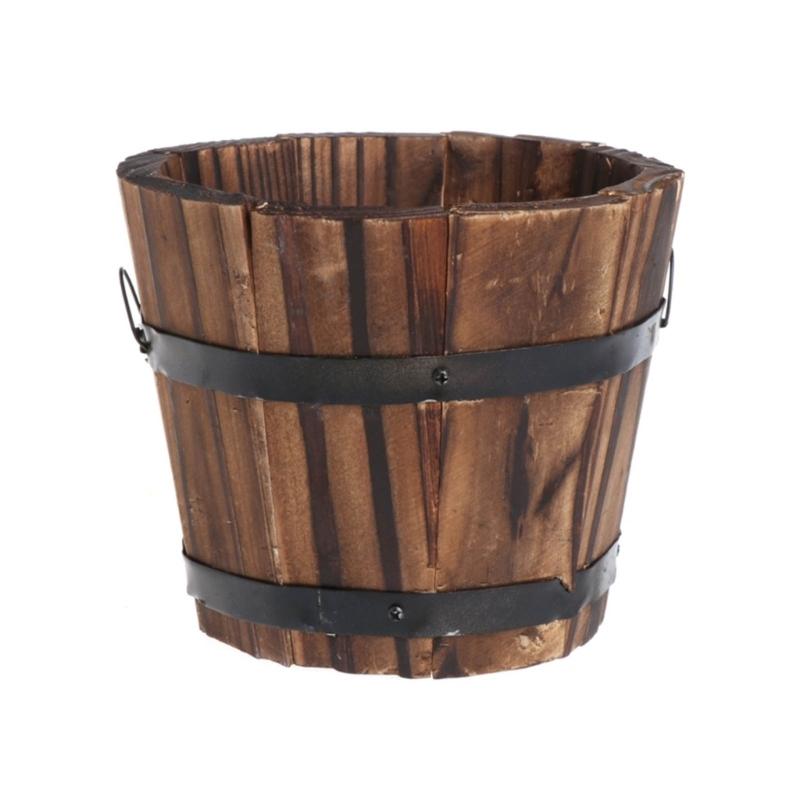 Planter Pots Wood Flower Barrels Indoor Outdoor Decors Succulent Plant Bucket for Garden Farmhouses Home Decorations