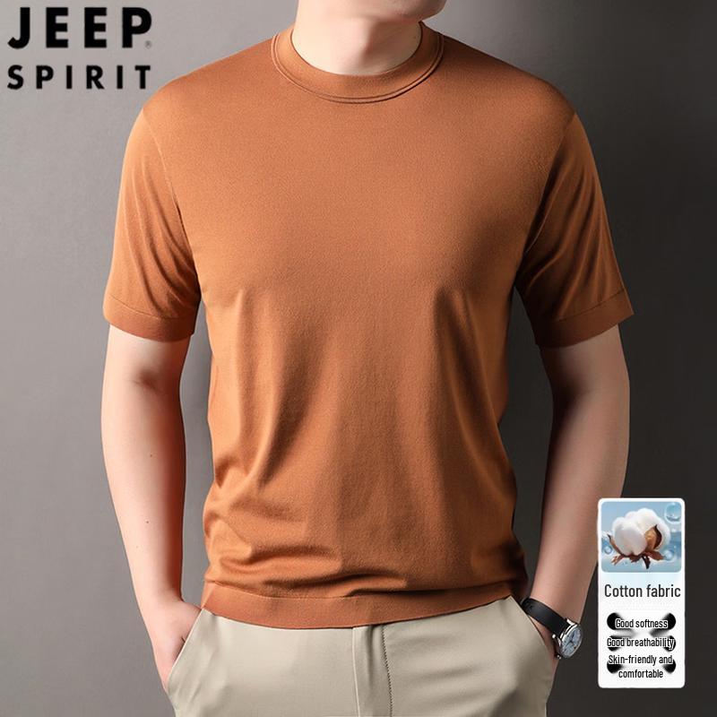 

JEEP SPIRIT Men s Knitted Short Sleeve T-shirt 105