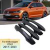 Carbon Fiber Door Handle 3D Stickers for Volkswagen VW POLO MK6 AW BZ 2017~ 2018 Car Exterior Styling Accessories