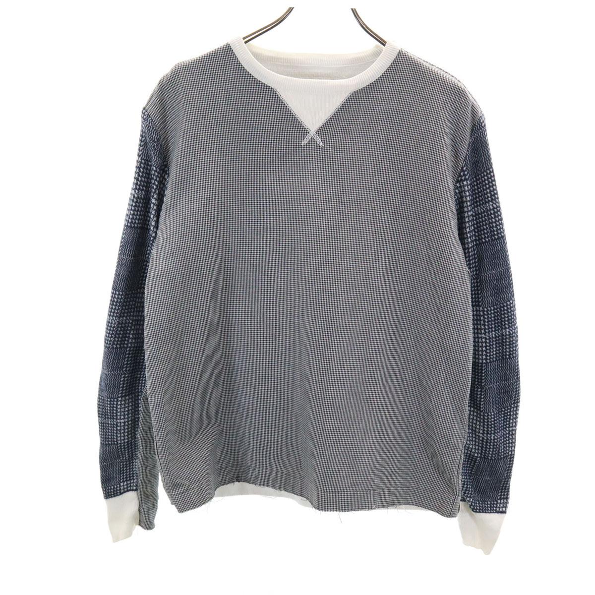 

Sacai сделано в Японии Узор «гусиная лапка» Лонгслив Тренировочная толстовка с технологией склейки Мужская Б/у