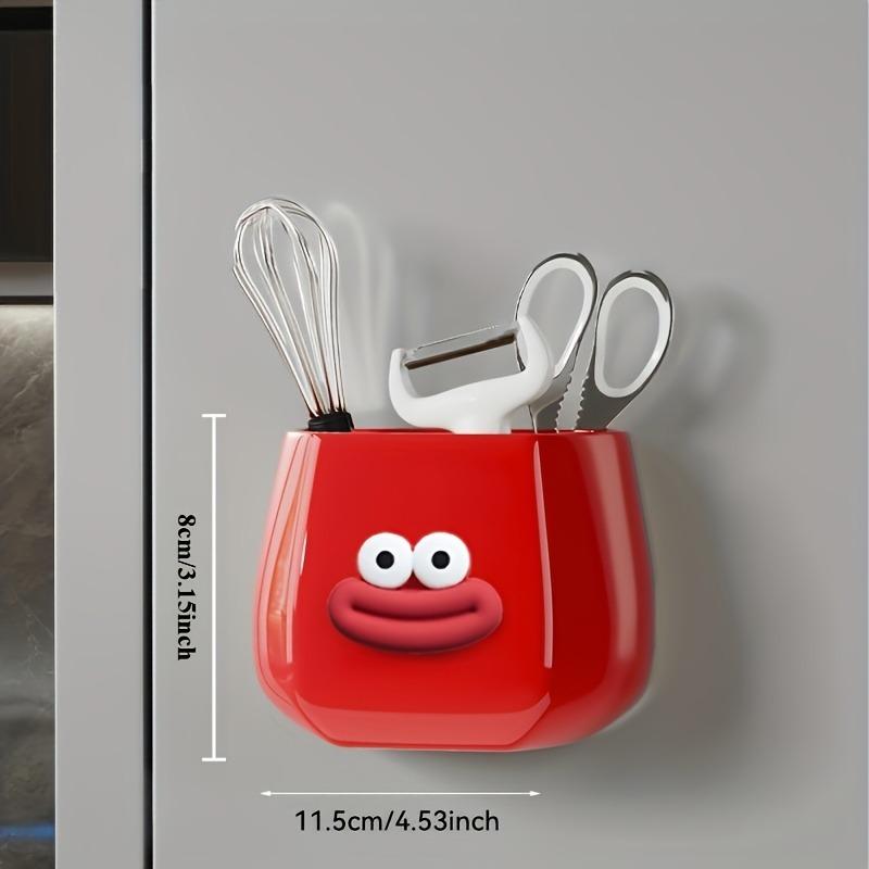 

1pc Multifunctional Magnetic Storage Box, Pen Holder & Organizer W/stickers For Home Office Desk , Pencils Tools Accessories красный