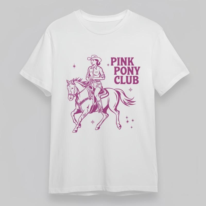 

Women s Plus Size Classic T-Shirt Pink Pony Club Western Cowboy Rider Design Tee M