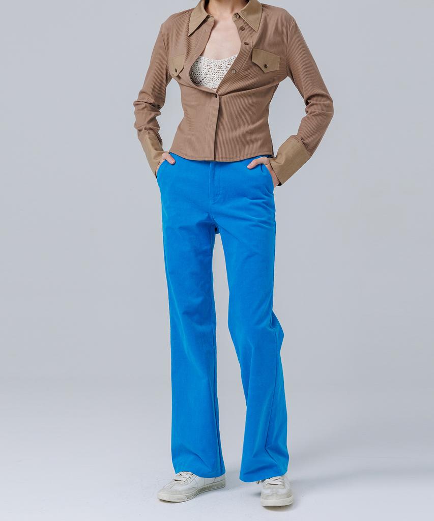 PAGE Corduroy Semi-Bootcut Pants_Blue