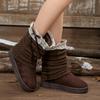 Fashion Sweet Bowknot Black Snow Boots Women 2025 Winter Fashion Lace Decoration Ankle Boots For Woman Short Plush Non Slip Shoes Autumn