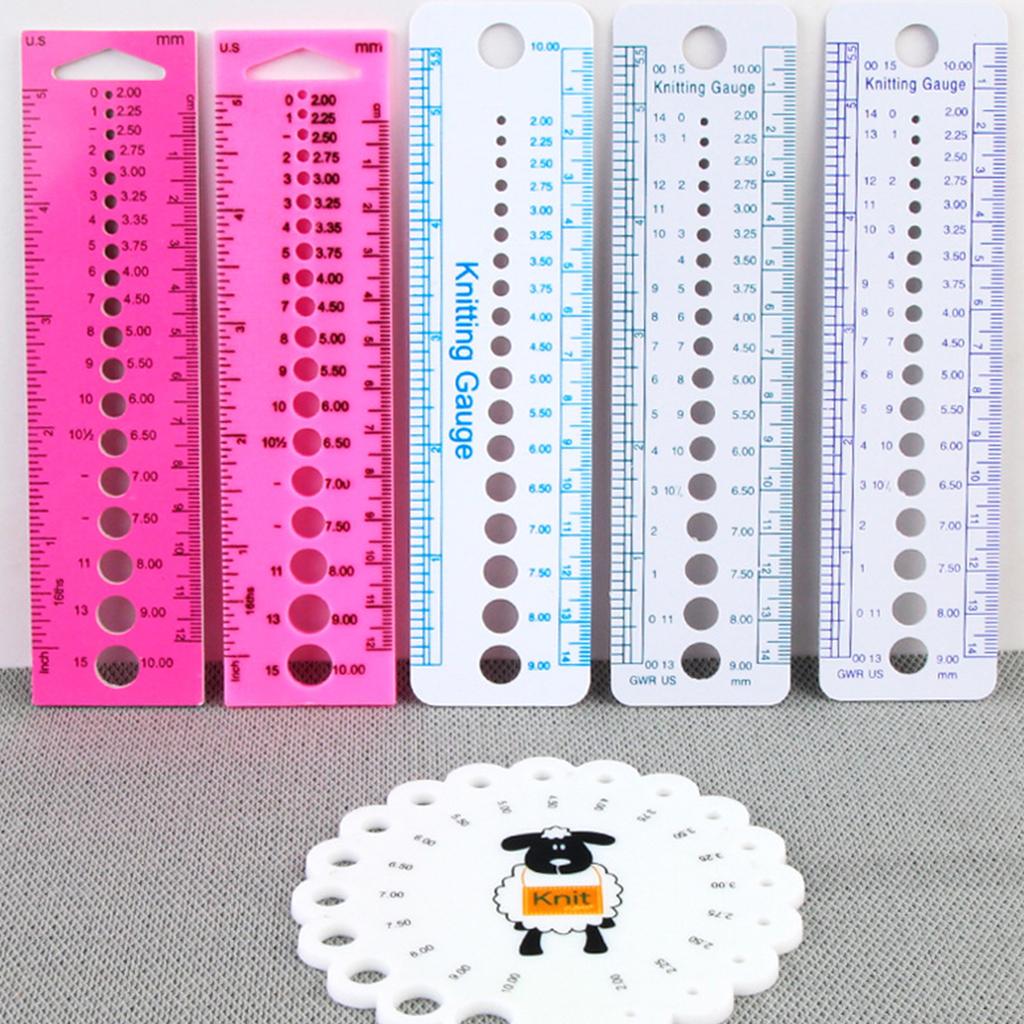 Kunststoff Stricknadelstärke Messkreis Geometrische Schablone Lineal Stricknadel Messwerkzeug mit Zoll/cm/mm Skalen