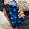 Blue and white flowers For Samsung Galaxy S10 S20 Plus S21 FE S22 23 24 S25 Ultra Black tempered glass phone case hard shell