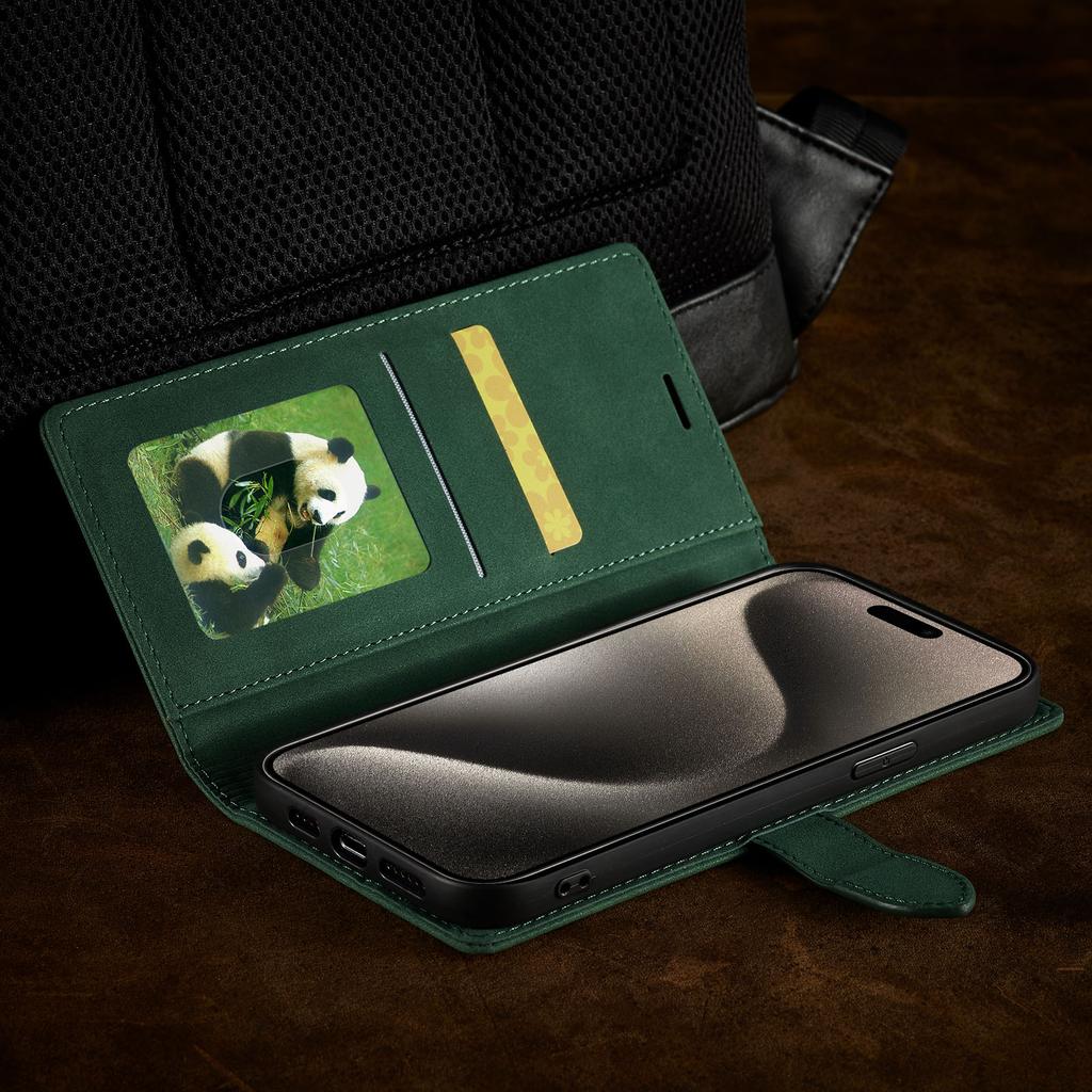 FORWENW F1 Series For iPhone 15 Pro Case PU Leather Magnetic Clasp Full Protection Phone Wallet Cover