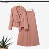 ZANZEA Women Elegant Long Sleeve Thin Cardigan Blazer And Long Pants Casual Two Piece Suit Sets