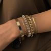 5pcs/Set Vintage Gold /Copper Color Simple Design Multielement Crystal Bracelets Set for Women  Adjustable Bangle Zircon GIft