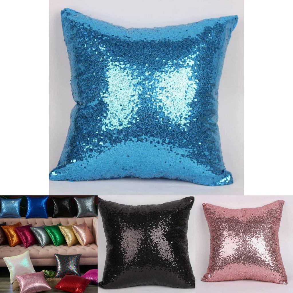 Chameleon Fabric Sequin Pillowcase With Solid Color For Living Room Decor