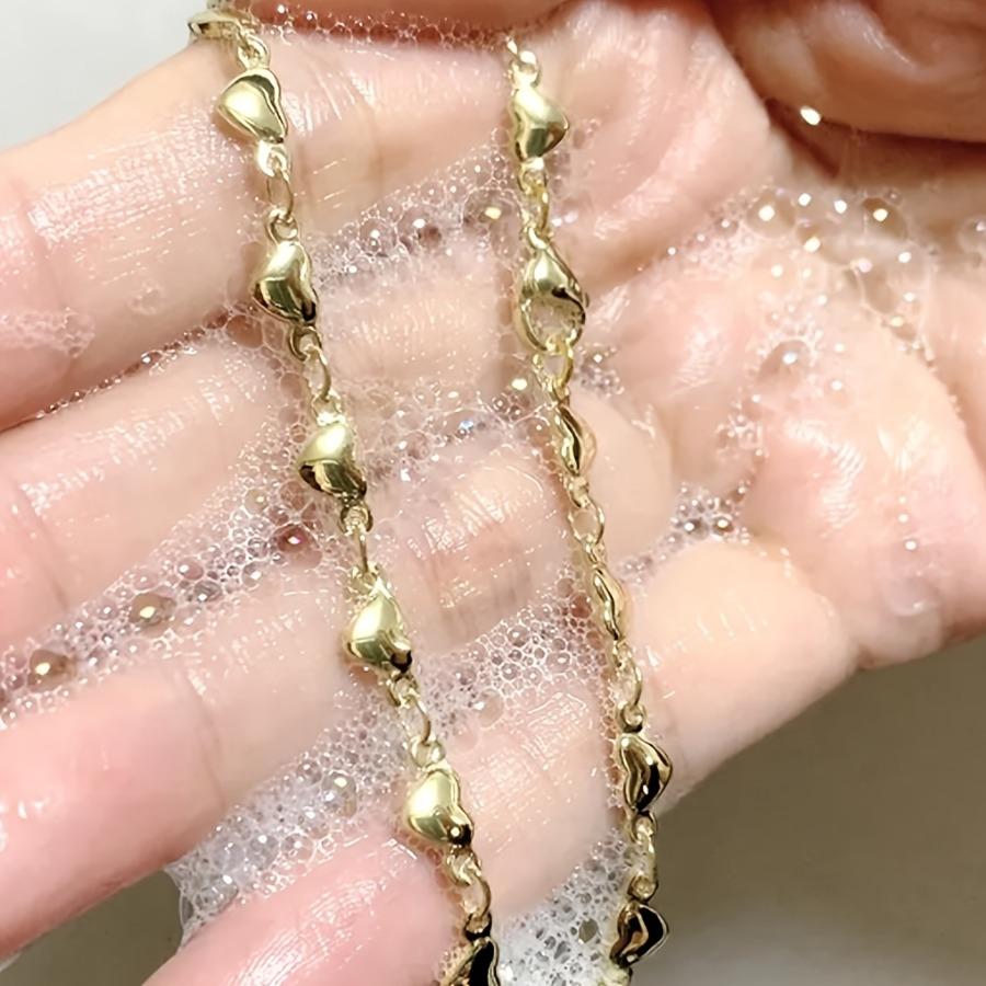 1pc of Stylish Heart-Shaped Connected Anklet, Stainless Steel Jewelry, Women'S Fashionable Anklet, Female Additions, Random Number of Heart Shapes