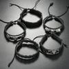 European and American Cross-border Artificial Leather Bracelet Jewelry, Punk Multi-layer Alloy Lion Skull Woven Black Bracelet