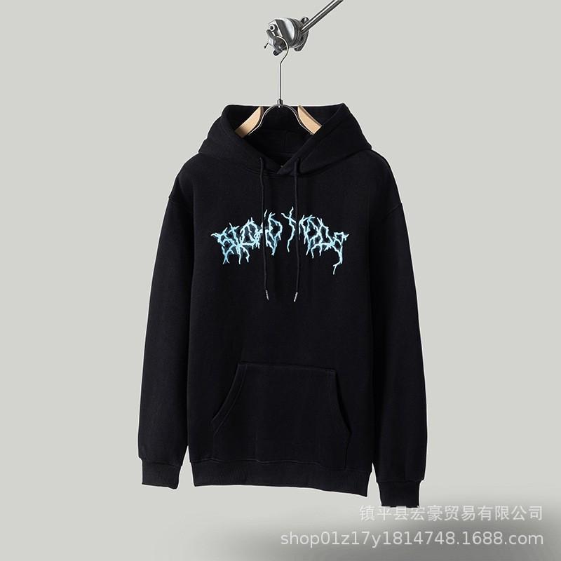 Unisex Oversized Hooded Sweatshirt With Foil Print Streetwear Cotton Pullover Fall