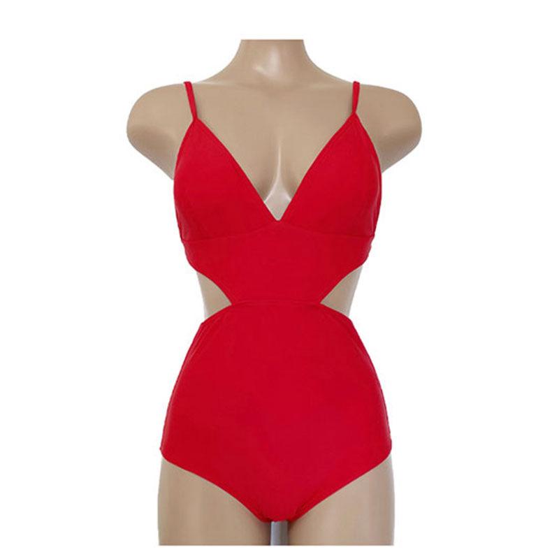 Source Sexy One-piece Swimsuit Women's Triangle Backless Deep V Waist Hollow Temperature Fake Fashion Swimsuit