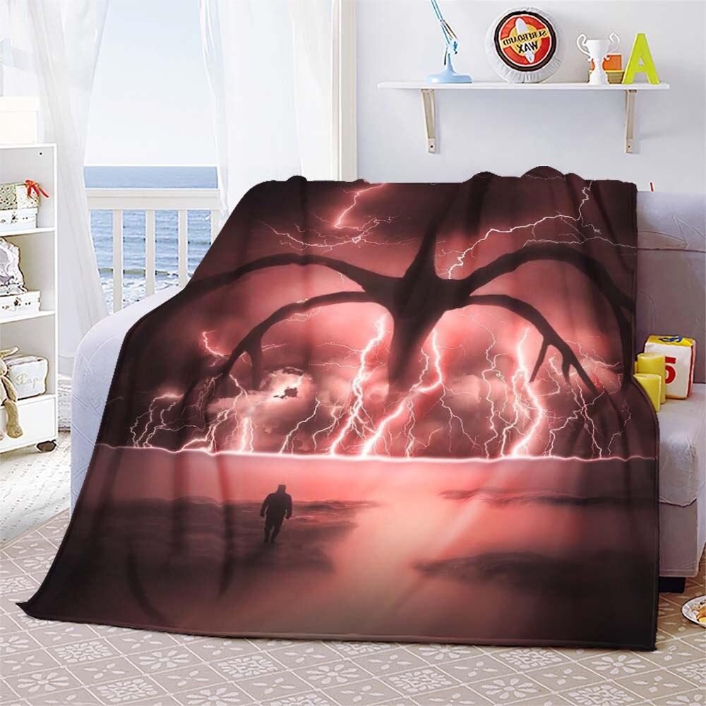 Vecna Stranger Things Mind Flayer Demogorgon Throw Blanket Cover Flannel Beds Sofa Bed Sheet Soft Bedding Room Decor Fans Gift