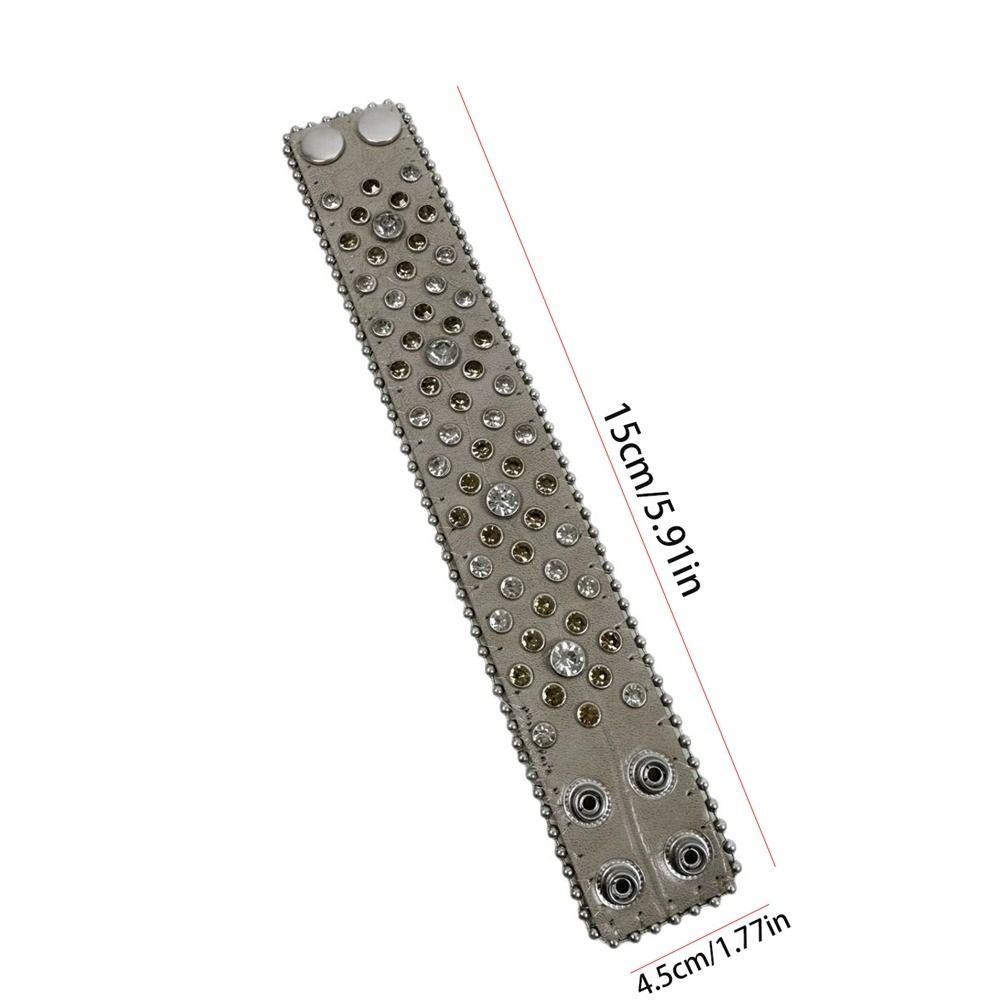 Spicy Girl Rhinestone Bracelet Adjustable Hip-Hop Bangle Jewelry Pu Leather Bracelet  Party