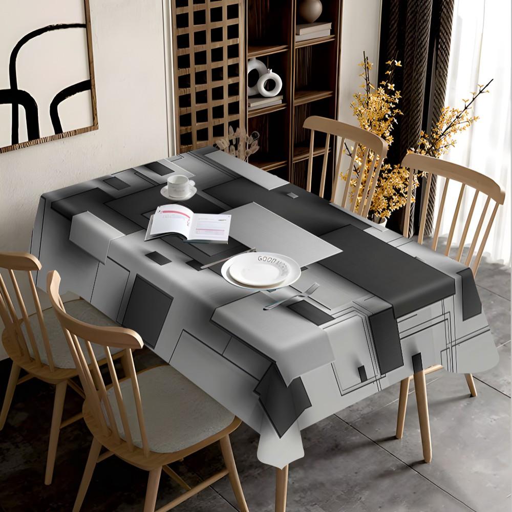 Modern Geometry Abstract Rectangle Waterproof Tablecloth Table Decor Farmhouse Kitchen Dining Table Cloth Holiday Party Decor
