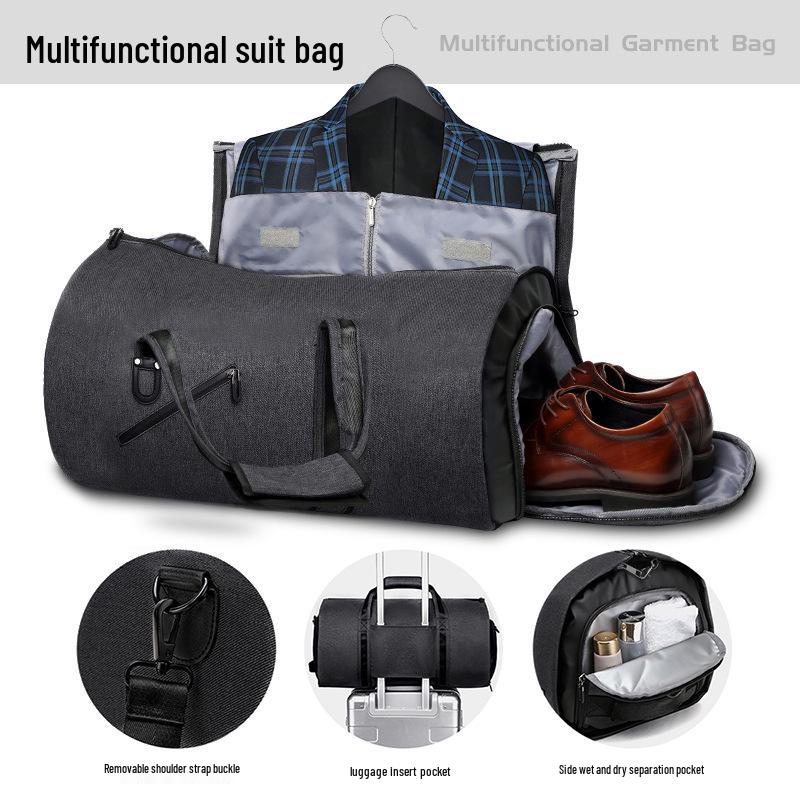 Foldable Business Travel Bag: Large Capacity, Wet/Dry Separation, Luggage Handle Attachment