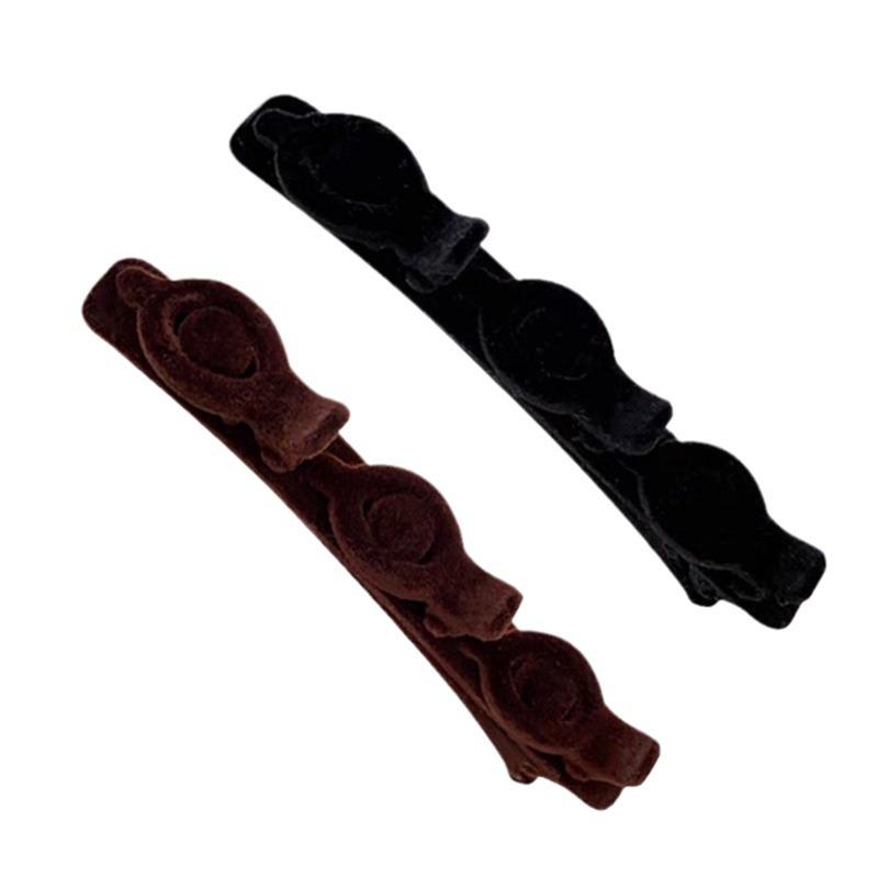 Double-Layer Braided Women's Bangs Hairpin: Flocked Side Clip and Headdress.