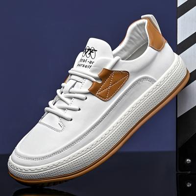 Herren weiße atmungsaktive Sommer-Freizeitschuhe koreanische Modeschuhe All-Matching-Turnschuhe aus echtem Leder Laufschuhe Herren