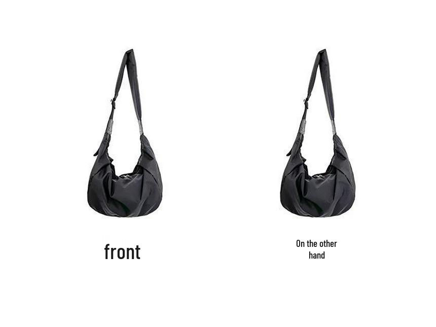 Korean Wide Strap Canvas Crossbody Bag for Women - Niche Design Pleated Dumpling Shoulder Bag