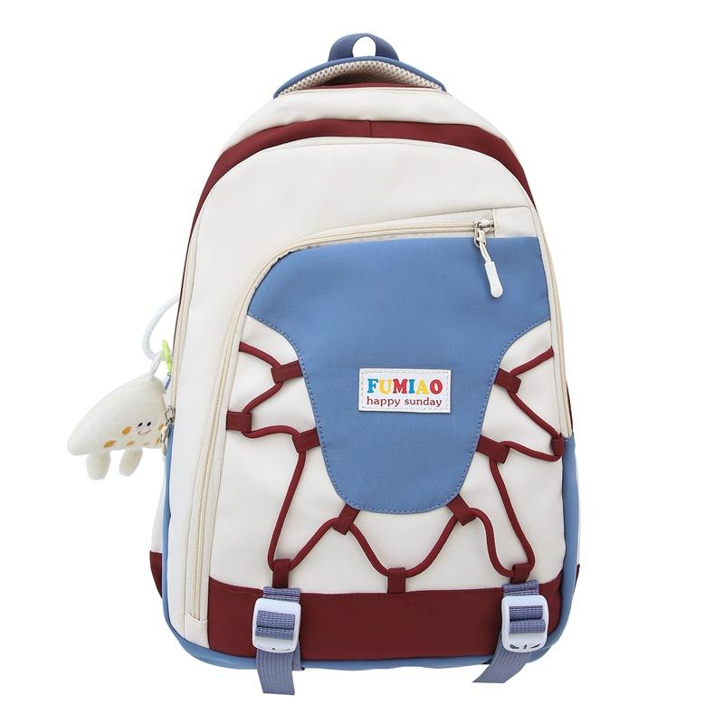 Schoolbag new schoolbag female ins Korean version contrasting color large-capacity backpack junior high school student travel computer backpack