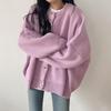 Long Sleeve Loose Knit Cardigan - Women's Versatile Retro Sweater, Round Neck, Lazy Style for Spring & Autumn