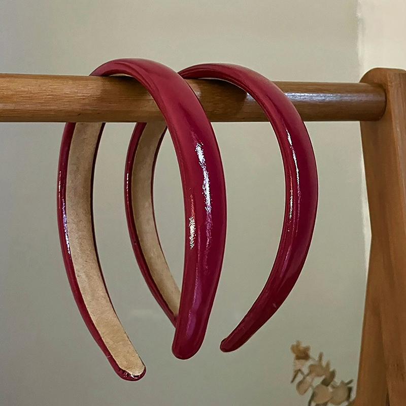 Retro Rødt Lær Svamp Hodebånd For Kvinner Temperament Hårbøyle Vaske Ansikt Hårbånd Kvinnelig Fest Hårtilbehør Gave