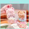 Adorable Brown And Pink Cream Bear Face Plush Keychain Accessory Gift For Bags